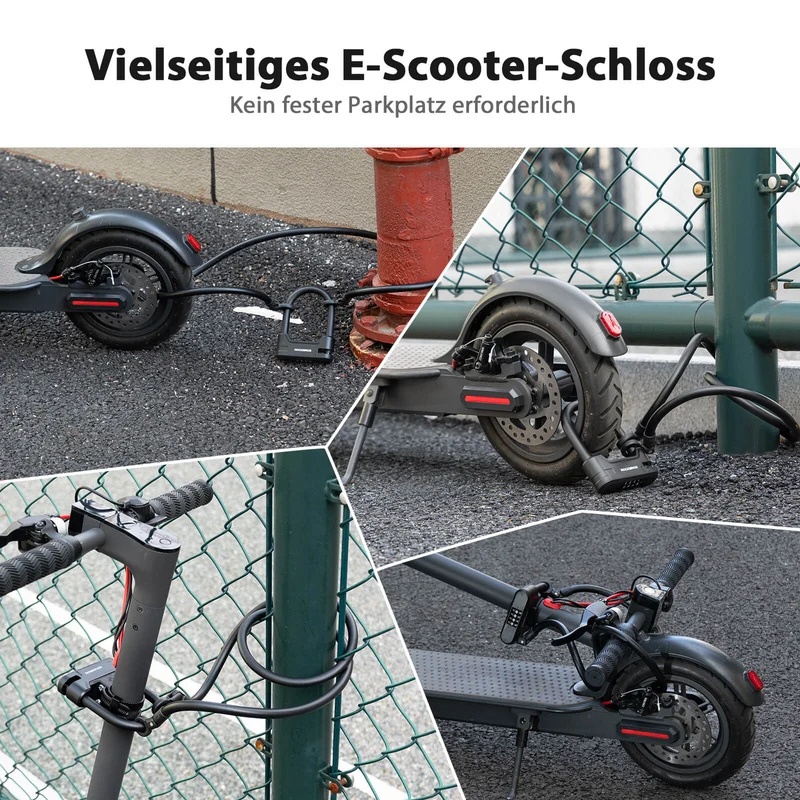 Fahrradschloss Zahlenschloss U-Bügelschloss mit Kabel ca. 1.1m