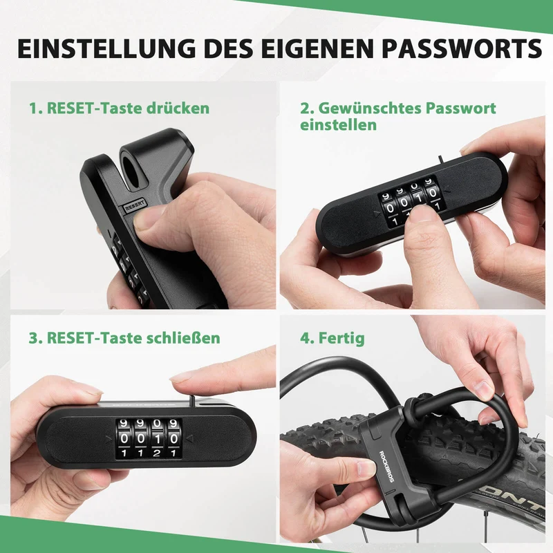 Fahrradschloss Zahlenschloss U-Bügelschloss mit Kabel ca. 1.1m