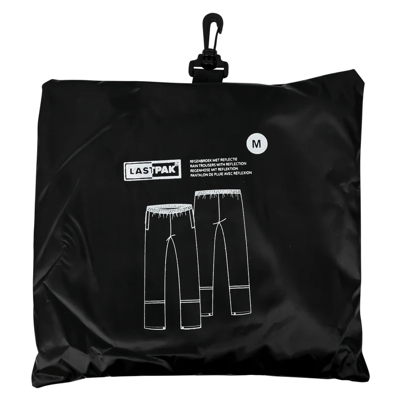 Regenhose schwarz mit Reflexstreifen Größe M – Material Polyester