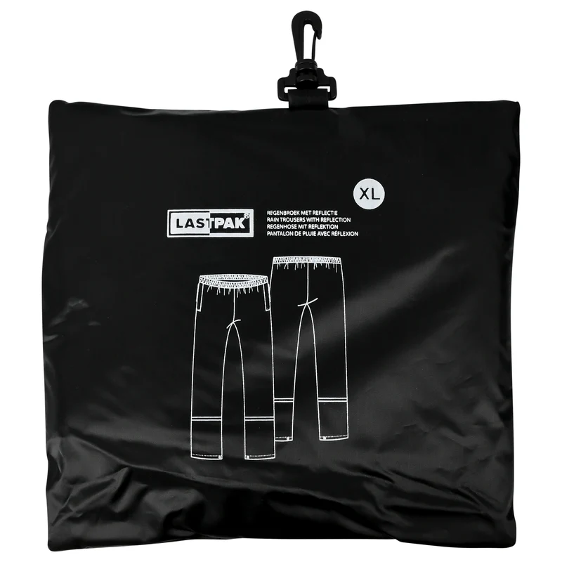 Regenhose schwarz mit Reflexstreifen Größe XL – Material Polyester