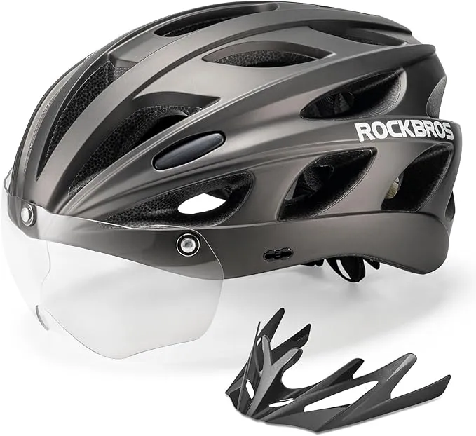 ROCKBROS Fahrradhelm mit integrierter abnehmbarer Magnetbrillen & Visier