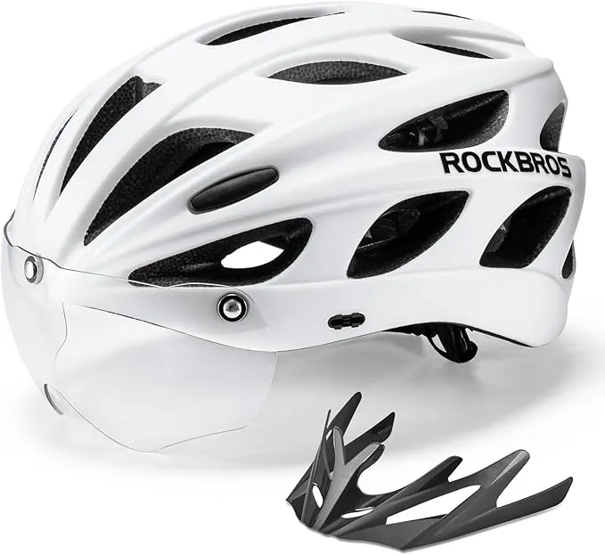 ROCKBROS Fahrradhelm mit integrierter abnehmbarer Magnetbrillen & Visier