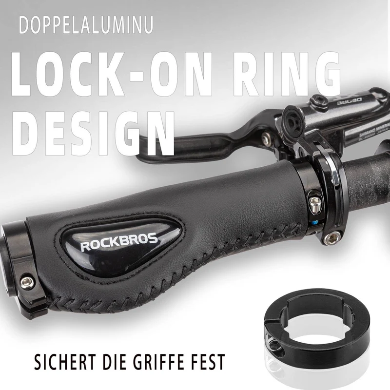 ROCKBROS Fahrradgriffe Ledergriffe für Lenker mit 22,2 mm Durchmesser