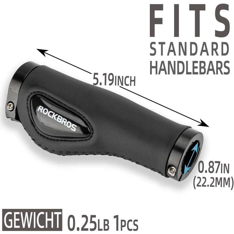 ROCKBROS Fahrradgriffe Ledergriffe für Lenker mit 22,2 mm Durchmesser