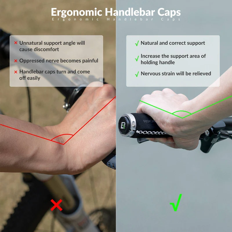ROCKBROS Fahrradgriffe Ledergriffe für Lenker mit 22,2 mm Durchmesser
