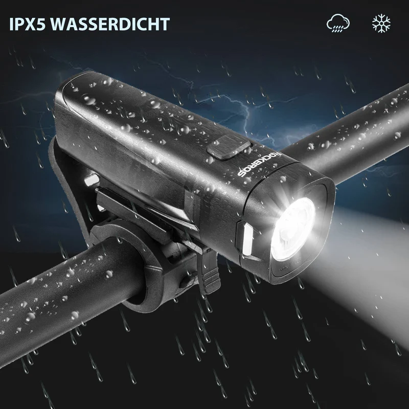 ROCKBROS Fahrradlicht Set Fahrradlampe enthalten Rücklicht & Frontlicht