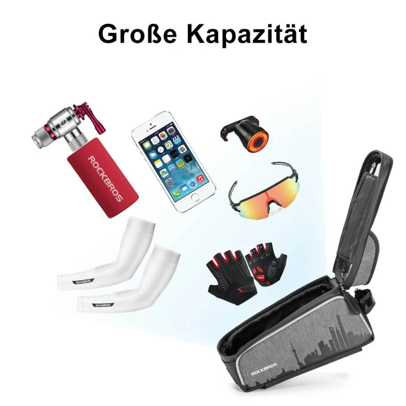 ROCKBROS wasserdicht Oberrohrtasche mit Touchscreen für Handy bis zu 6,5"