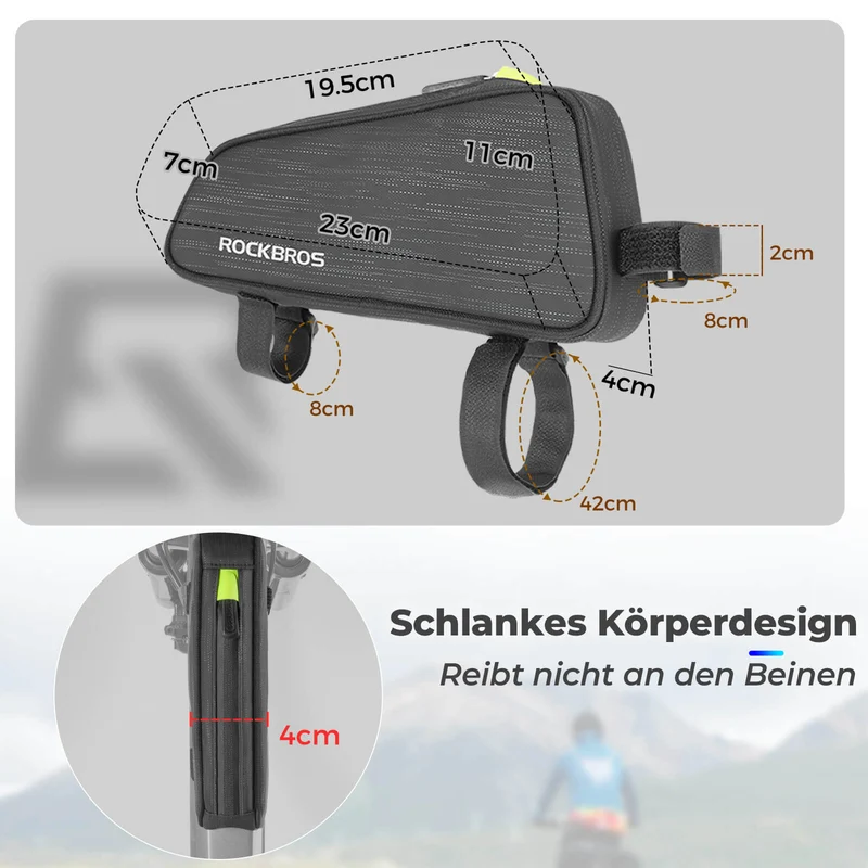 ROCKBROS Fahrrad Oberrohrtasche/Satteltasche 1,1L mit Innenfächern