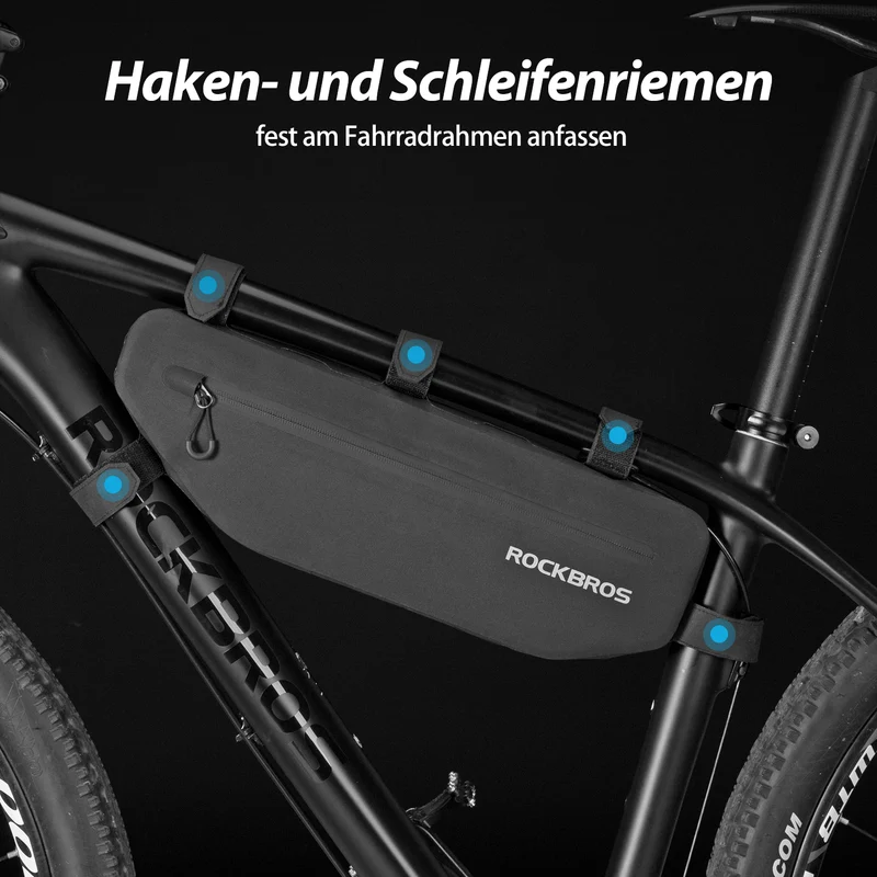 ROCKBROS 4L Wasserabweisend Rahmentasche Dreiecktasche Schwarz