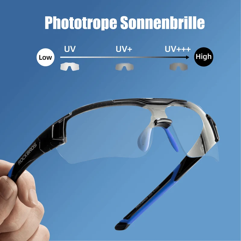 ROCKBROS Radbrille Sonnenbrille Halbrahmen Photochromatische Brille