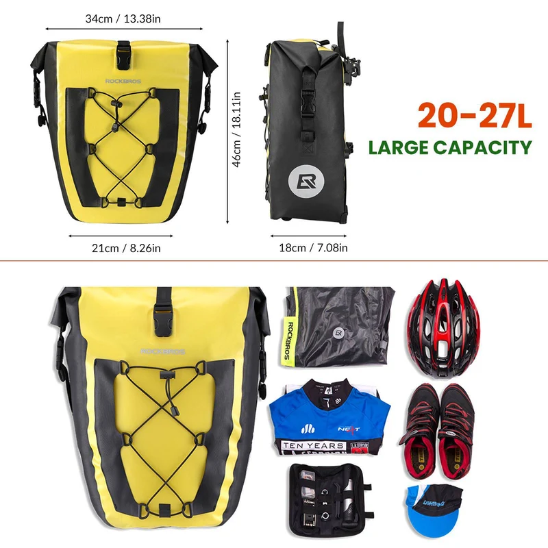 ROCKBROS 100 % wasserdichte Transporttaschen mit Netztasche 27L