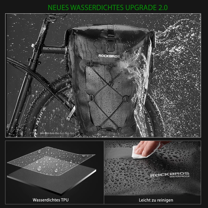 ROCKBROS 100 % wasserdichte Transporttaschen mit Netztasche 27L