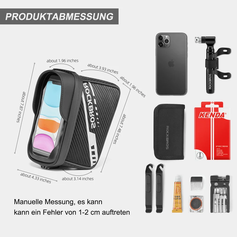 ROCKBROS Oberrohrtasche mit TPU-Touchscreen Seitentaschen-Design 1L
