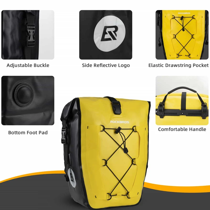 ROCKBROS Gepäckträgertasche 25L-32L 100 % wasserdicht mit Tragegriff