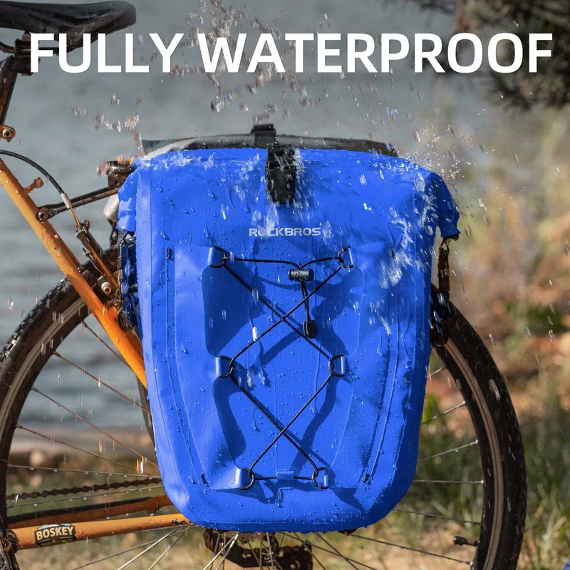 ROCKBROS Gepäckträgertasche 25L-32L 100 % wasserdicht mit Tragegriff
