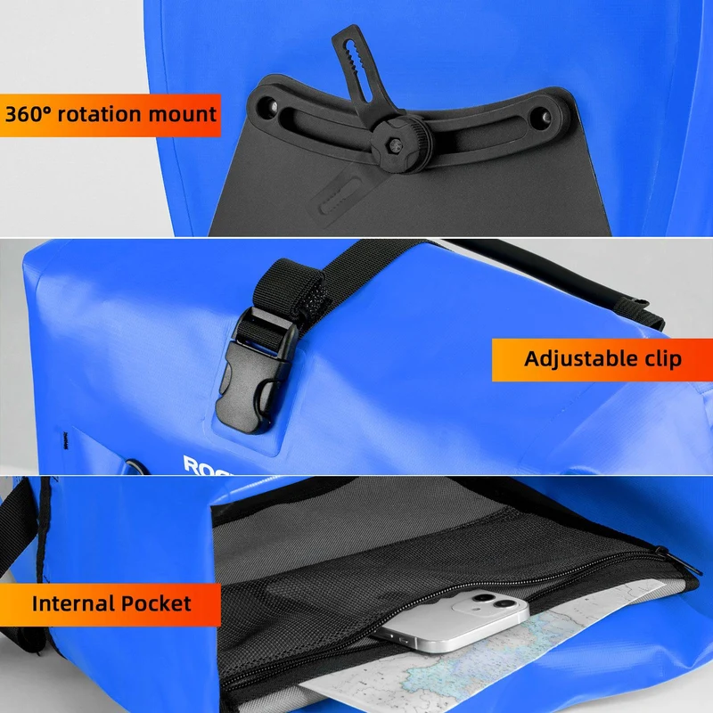 ROCKBROS Gepäckträgertasche 25L-32L 100 % wasserdicht mit Tragegriff