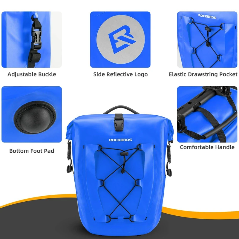 ROCKBROS Gepäckträgertasche 25L-32L 100 % wasserdicht mit Tragegriff
