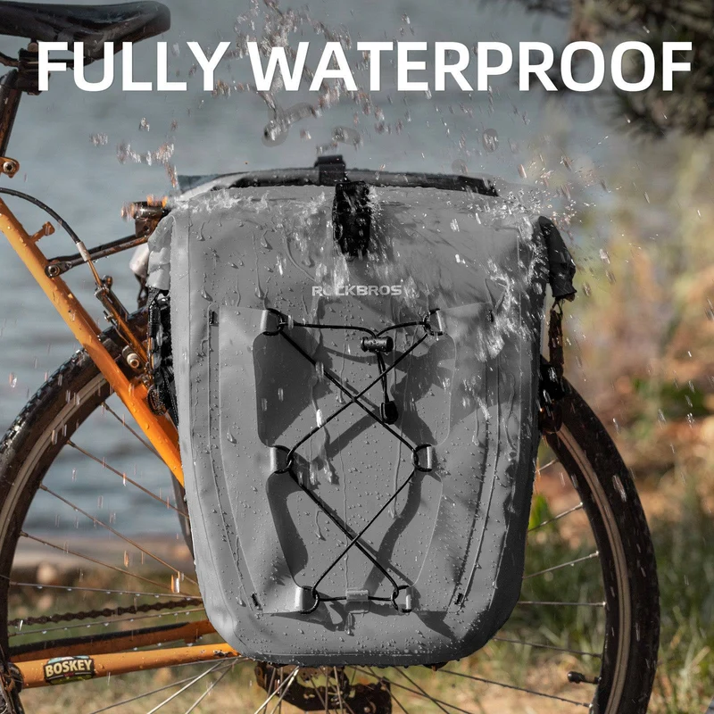 ROCKBROS Gepäckträgertasche 25L-32L 100 % wasserdicht mit Tragegriff