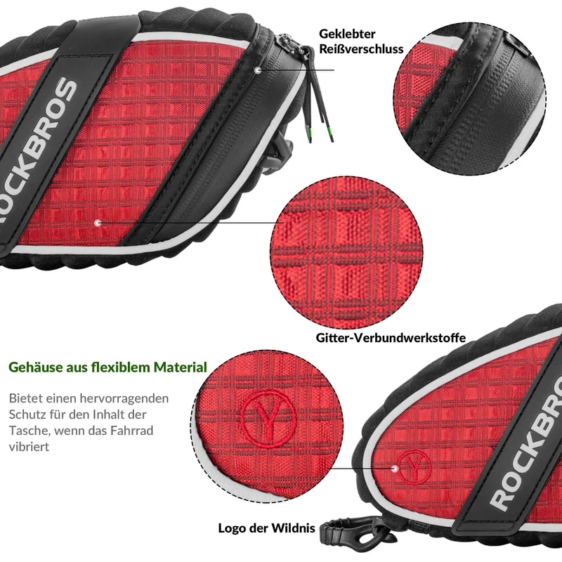 ROCKBROS Satteltaschen Fahrradsitz Taschen mit Rücklichthalter 1L