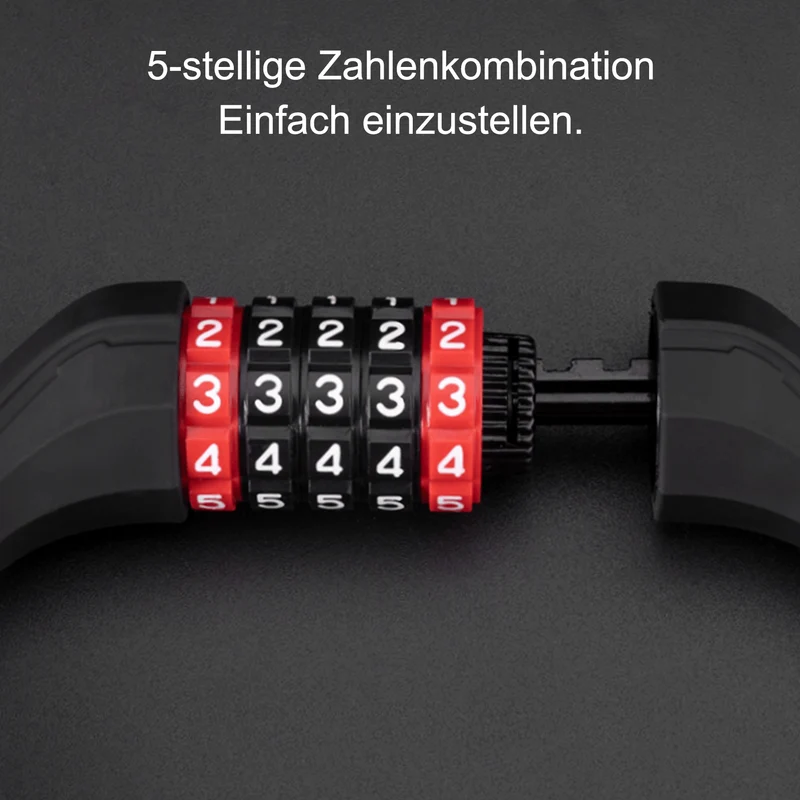 ROCKBROS Fahrradschloss mit 5-stelligem Zahlencode aus PVC und Stahl