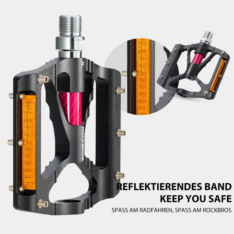 ROCKBROS Alu Fahrradpedale 9/16 Zoll mit zwei PVC Reflektoren