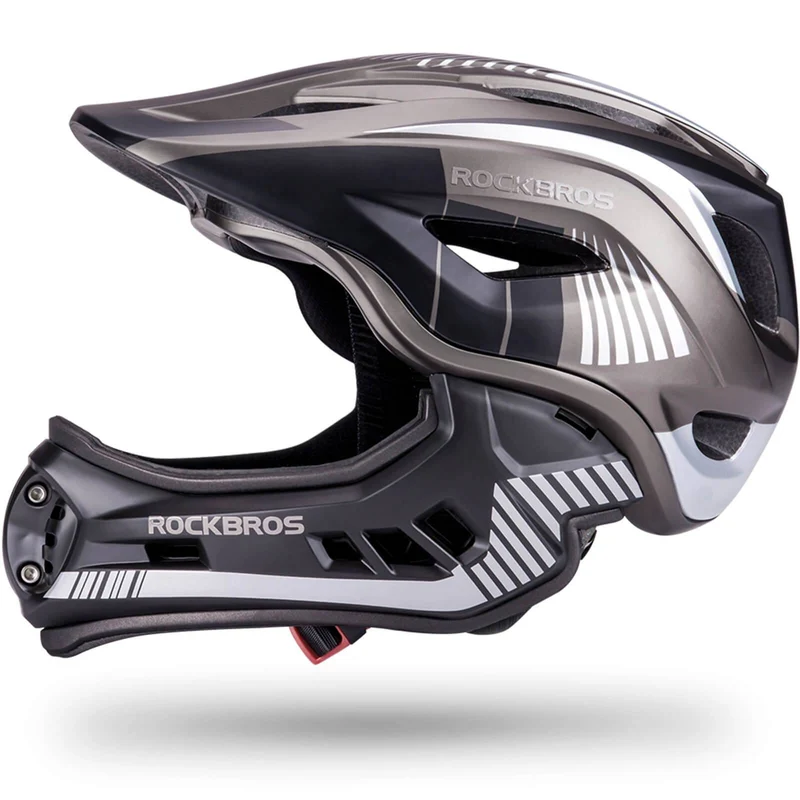 ROCKBROS Kinder helm Integriert Fahrradhelm mit Abnehmbarem Kinnschutz