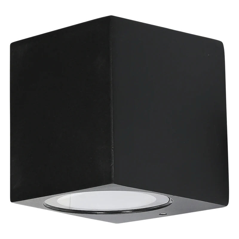 Wandleuchte quadratisch IP65 – Fassung GU10, wasserdicht IP65, Kabellänge 30 cm, Farbe Schwarz