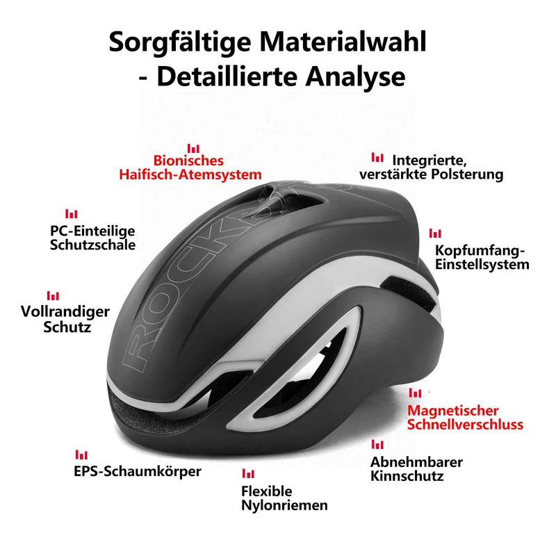 ROCKBROS Fahrradhelm Integrierter Rennradhelm Magnetische Schnalle EPS+PC