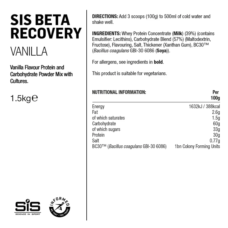 SIS BETA Fuel Regenerationspulver 1.5kg Vanille