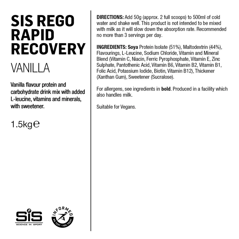 SIS REGO Schnelles Regenerationspulver 1.5kg Vanille