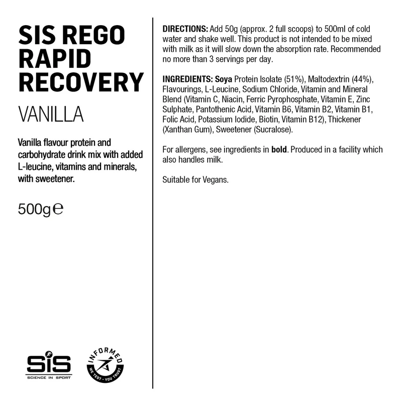 SIS REGO Schnelles Regenerationspulver 500g Vanille