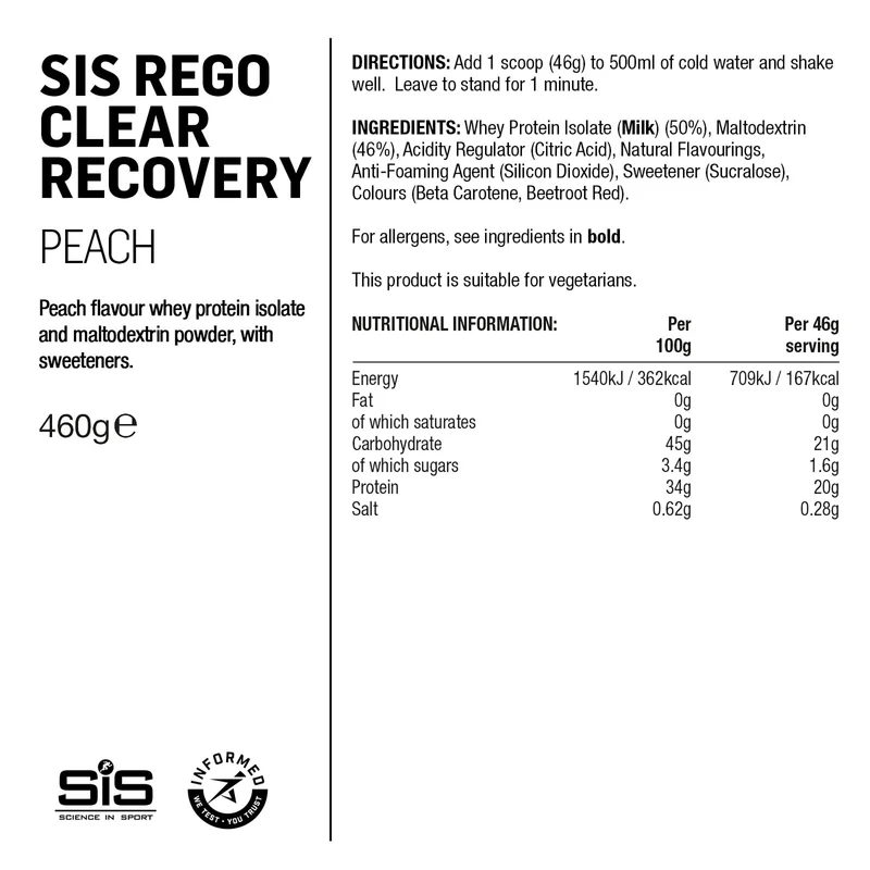 SIS REGO Clear Regenerationspulver 460g Pfirsich