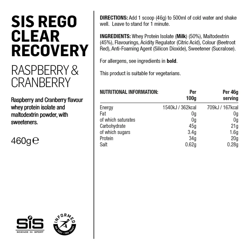 SIS REGO Clear Regenerationspulver 460g Himbeere/Cranberry