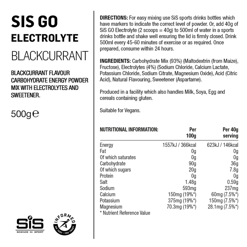 SIS GO Energiepulver/Elektrolyte 500g Schwarze Johannisbeere
