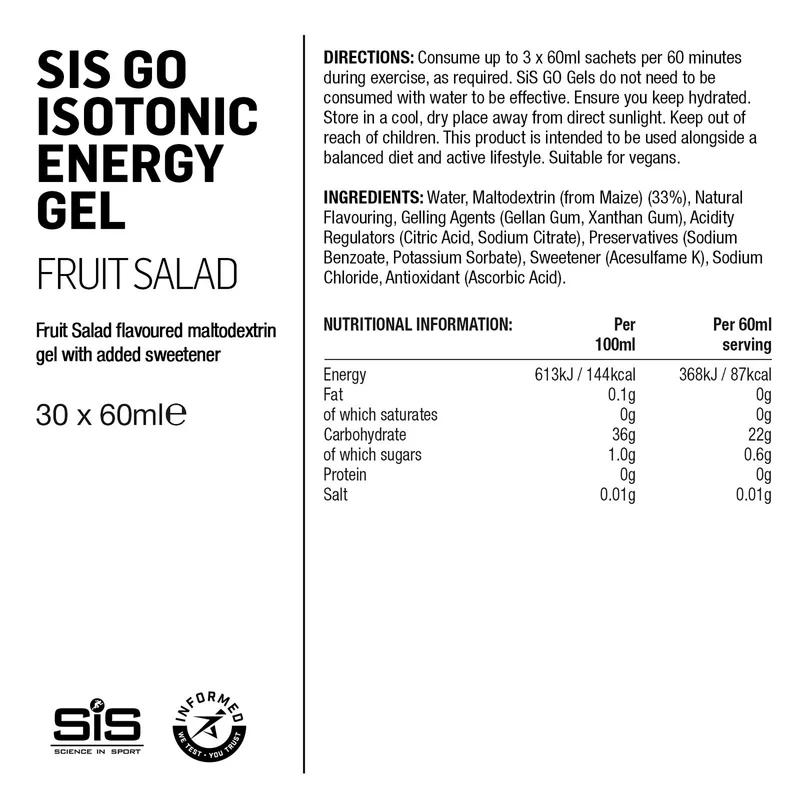 SIS GO Isotonisches Energiegel 60ml Obstsalat