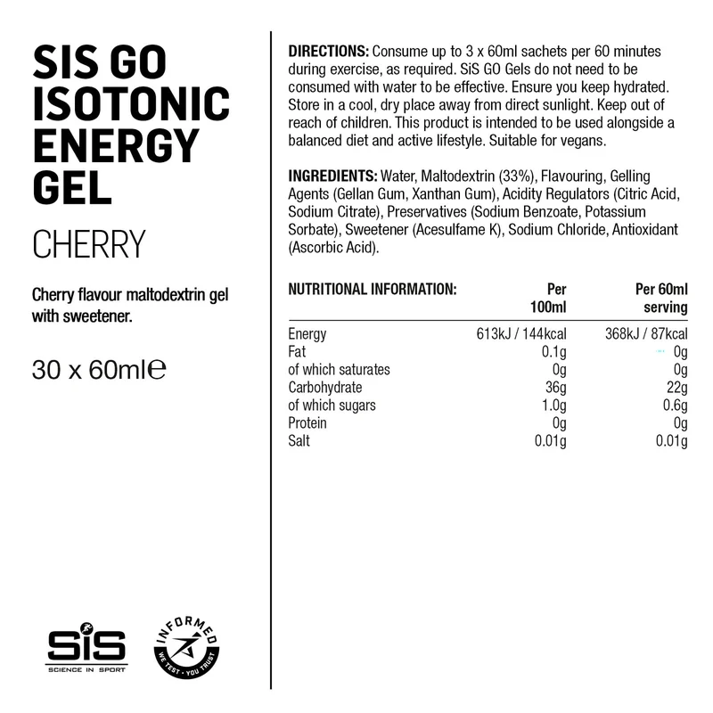 SIS GO Isotonisches Energiegel 60ml Kirsche