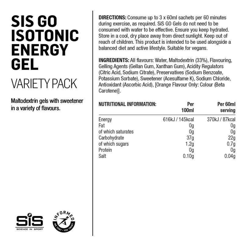 SIS GO Isotonische Energiegele Probierpack 7x60ml Gemischte Geschmacksrichtungen