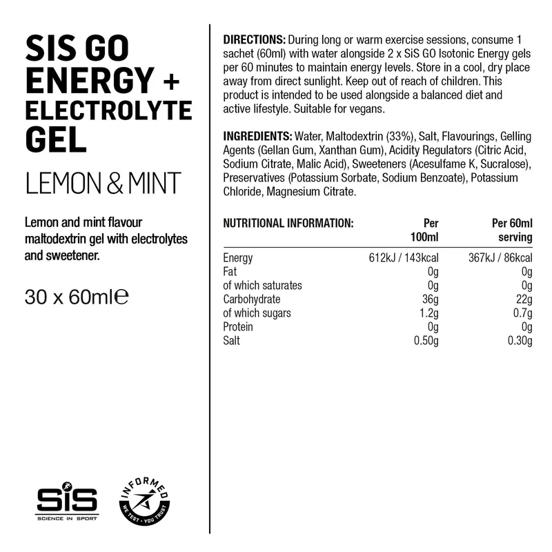SIS GO Energiegel/Elektrolyte 60ml Zitrone/Minze