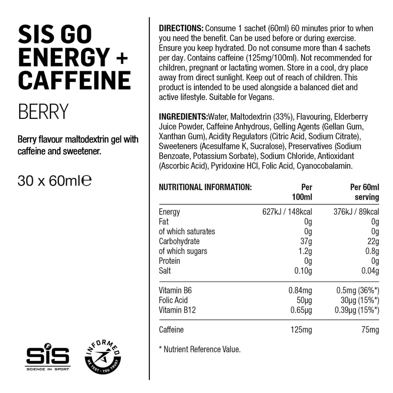 SIS GO Energiegel/Koffein 60ml Beeren/Koffein