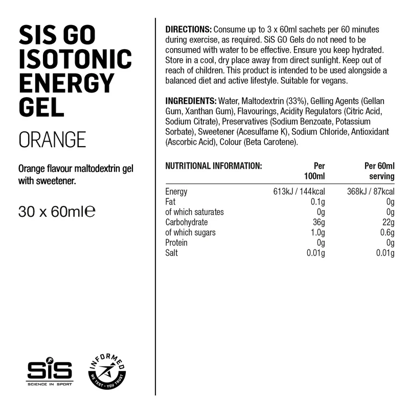 SIS GO Isotonisches Energiegel 60ml Orange
