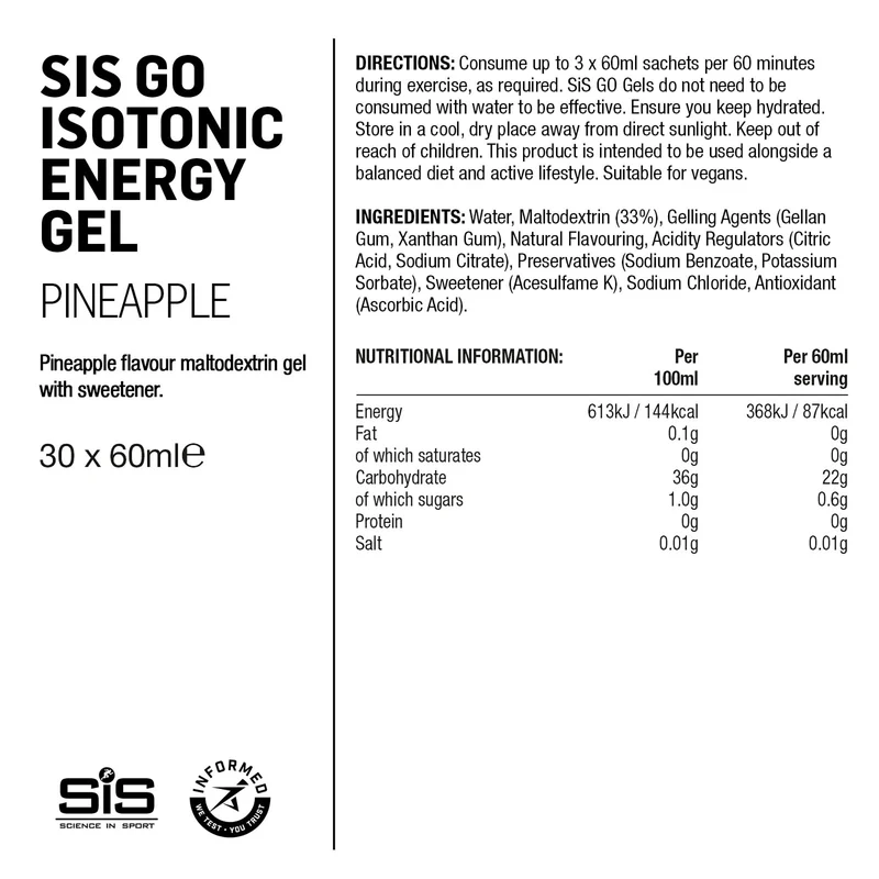 SIS GO Isotonisches Energiegel 60ml Ananas