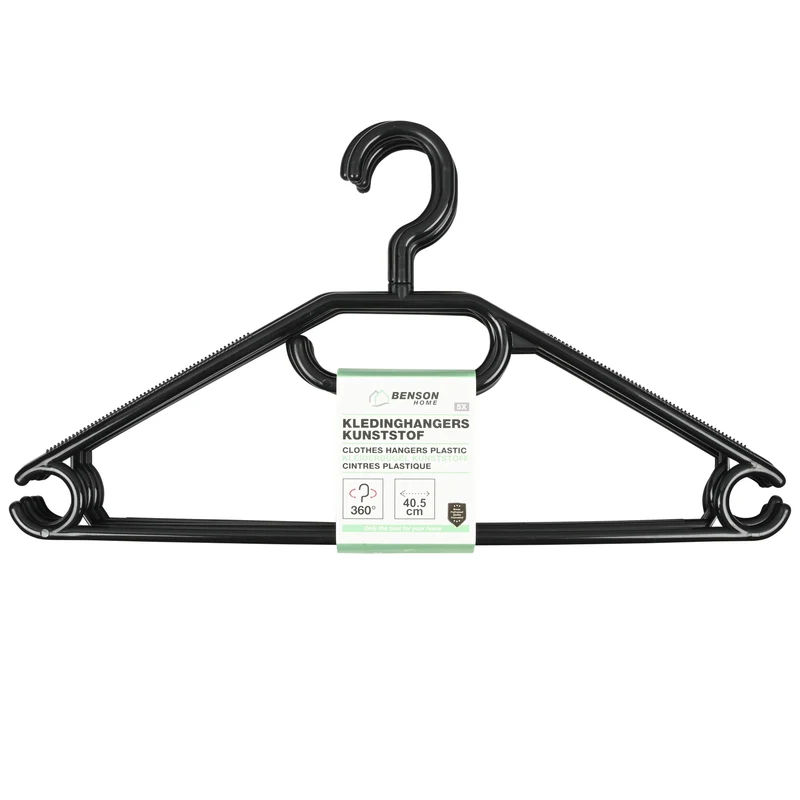 Kleiderbügel Kunststoff 5-tlg. schwarz – Breite 40,5 cm, 40,5 cm