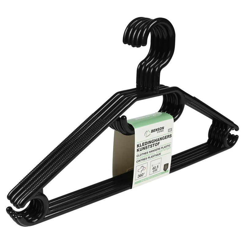 Kleiderbügel Kunststoff 5-tlg. schwarz – Breite 40,5 cm, 40,5 cm