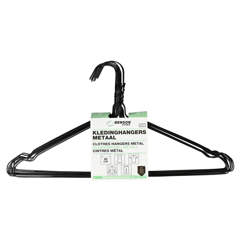 Kleiderbügel Metall 10-tlg. schwarz – Breite 40 cm, 40 cm