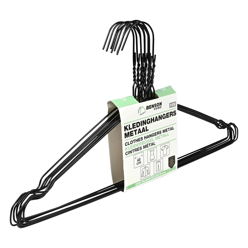 Kleiderbügel Metall 10-tlg. schwarz – Breite 40 cm, 40 cm