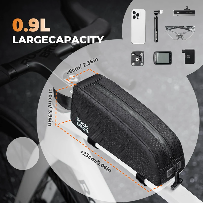 ROCKBROS Fahrrad Rahmentasche wasserabweisend Oberrohrtasche 0,9L Schwarz