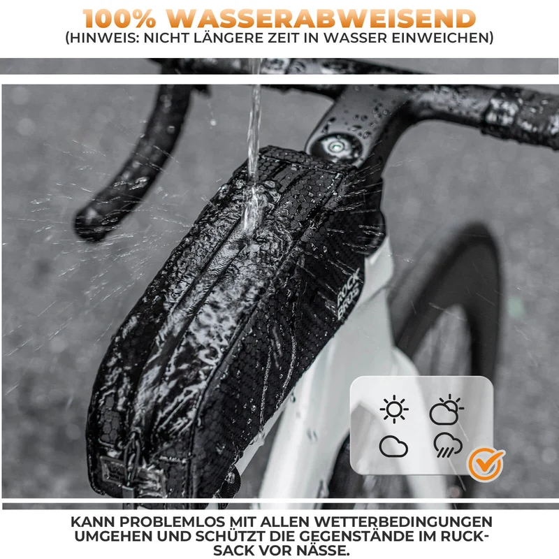 ROCKBROS Fahrrad Rahmentasche wasserabweisend Oberrohrtasche 0,9L Schwarz