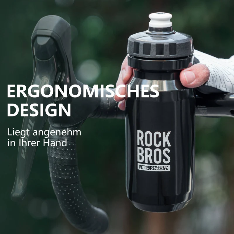ROCKBROS Fahrrad Trinkflasche 600ml Trinkflasche BPA-Frei Auslaufsichere Flasche
