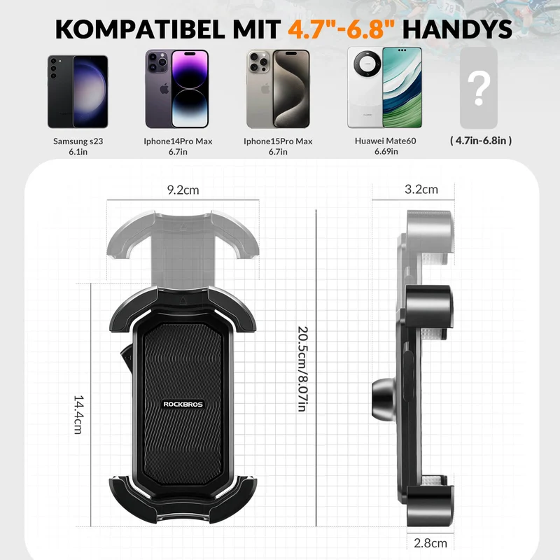 Handyhalterung Fahrrad Handyhalter Motorrad 360° Drehbar für 4,7-7,0 Zoll