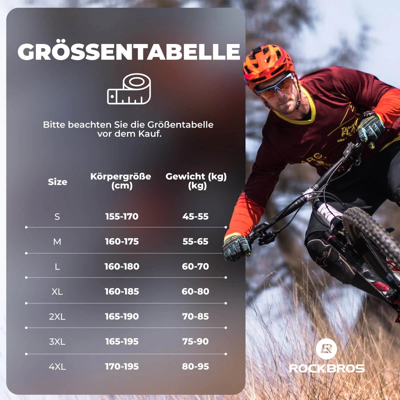 ROCKBROS Herren Fahrradhose Lang Gepolstert Elastisch Atmungsaktiv